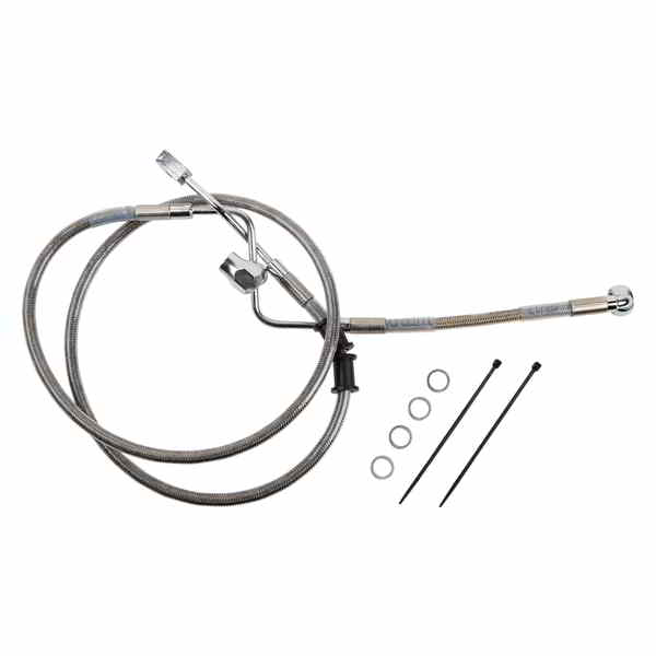 取寄せ ブレーキライン - リア - マスターシリンダーからABSへ - ステンレススチール ドラッグスペシャリティーズ Brake Line - Rear - Master Cylinder to ABS - Stainless Steel 17416342