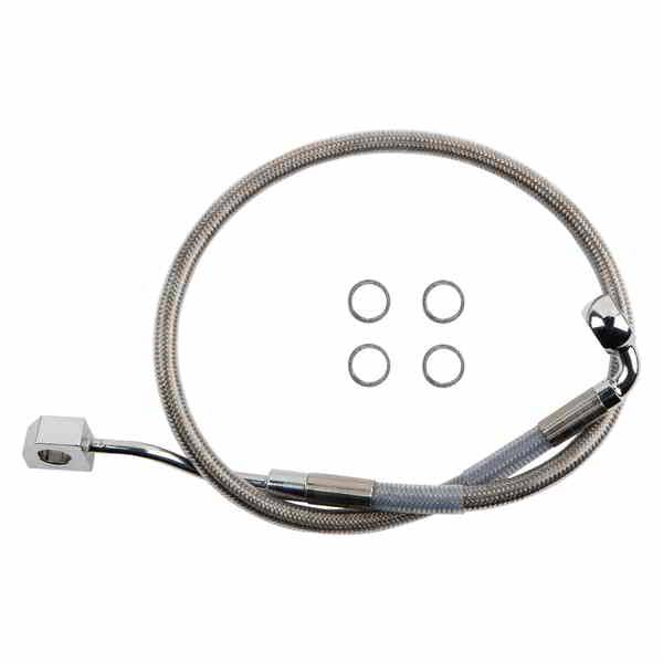 取寄せ ブレーキライン - リア - マスターシリンダーからABSへ - ステンレススチール ドラッグスペシャリティーズ Brake Line - Rear - Master Cylinder to ABS - Stainless Steel 17416348