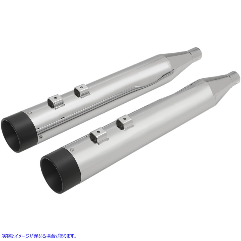 取寄せ スリップオンマフラー ドラッグスペシャリティーズ 4 Slip-On Mufflers with Billet End Caps - Chrome/Black 1801-1262 18011262