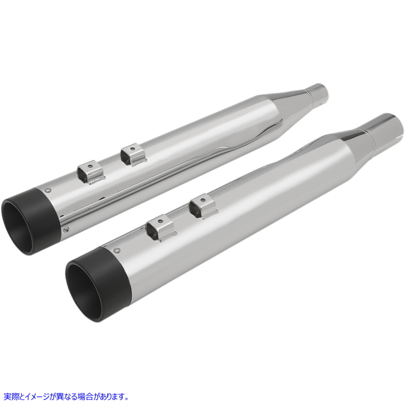 取寄せ スリップオンマフラー ドラッグスペシャリティーズ 4 Slip-On Mufflers with Billet End Caps - Chrome/Black 1801-1264 18011264