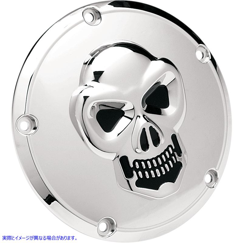 取寄せ スカルダービーカバー - クローム - 5穴 ドラッグスペシャリティーズ Skull Derby Cover - Chrome - 5 Hole 1902-0061 19020061