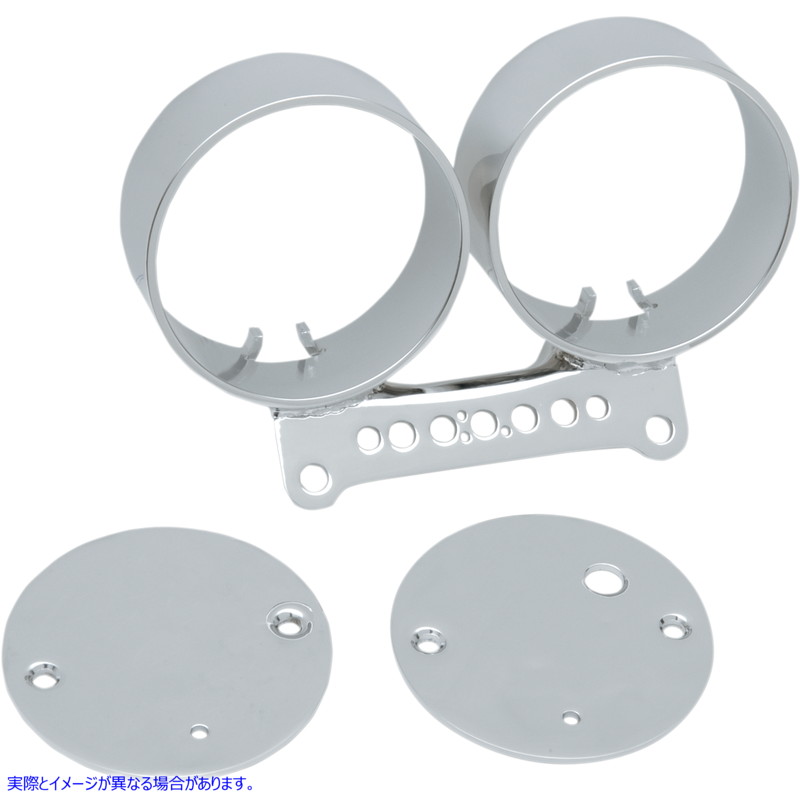 取寄せ デュアルゲージブラケット - クローム ドラッグスペシャリティーズ Dual Gauge Bracket - Chrome 2210-0198 22100198