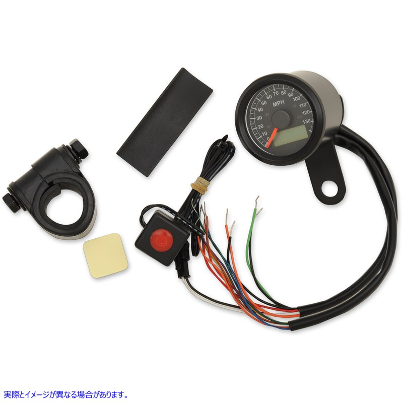 取寄せ プログラム可能なスピードメーター（インジケーターライト付き） - グロスブラック - 140 MPH LED ブラックフェイス - 1-7/8インチ ドラッグスペシャリティーズ Programmable Speedometer with Indicator Lig 2210-0420 22100420