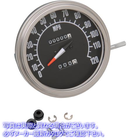 取寄せ 5インチ MPH FLスタイル 2:1 スピードメーター（タコメーター付き） - 68-84 ブラックフェイス ドラッグスペシャリティーズ 5 MPH FL-Style 2:1 Speedometer with Tach - '68-'84 Black Face DS-243885 DS243885
