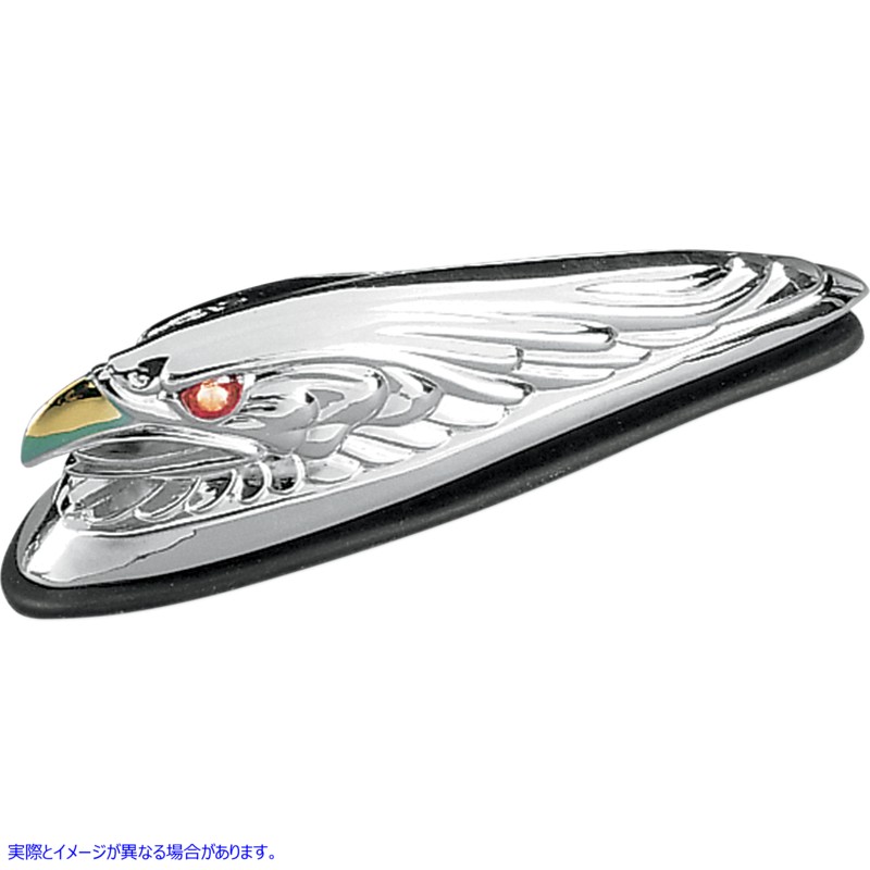 取寄せ イーグルヘッドフロントフェンダーオーナメント ドラッグスペシャリティーズ Eagle Head with Lights - Red Eyes - Small - Chrome DS-287555 DS287555