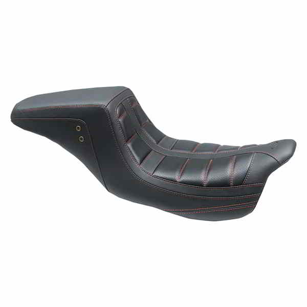 取寄せ スクエアバックワンピースシート マスタング Squareback One-Piece Seat - Tuck and Roll - Black w/ American Beauty Red Stitching 75239AB 08011372