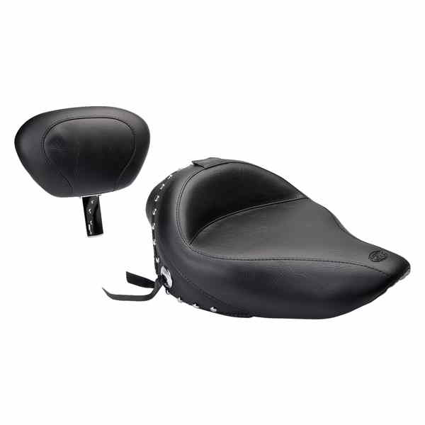 取寄せ 取り外し可能なバックレストを備えたワイドスタイルのソロシート マスタング Wide Solo Seat - With Backrest - Black - Studded W/Concho - XL '04-'21 79437 08040309