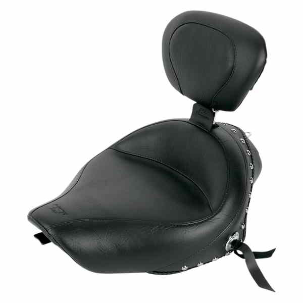 取寄せ 取り外し可能なバックレストを備えたワイドスタイルのソロシート マスタング Wide Solo Seat - With Backrest - Black - Studded W/Concho - XL '04-'20 79439 08040310