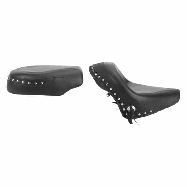 取寄せ ワイドツーリング2アップシート マスタング Seat - Wide - Touring - Without Backrest - Two-Piece - Chrome Studded - Black w/Conchos - VTX1300 75906 08100287