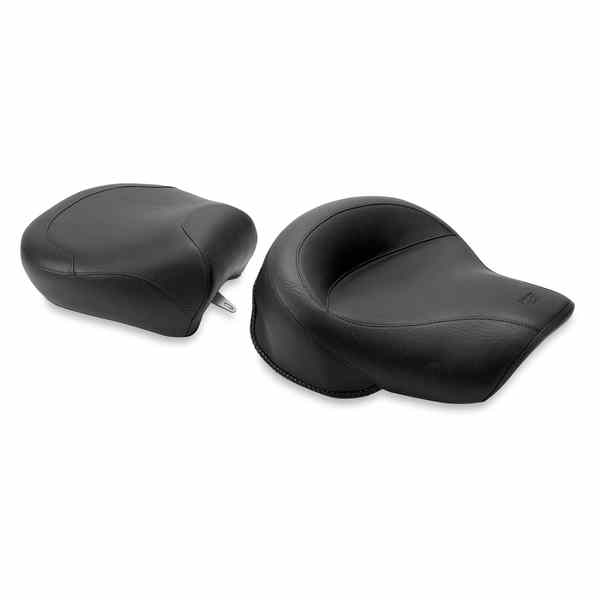 取寄せ ビンテージワイド2アップツーリングシート マスタング Seat - Vintage - Wide - Touring - Without Driver Backrest - Two-Piece - Smooth - Black - Vulcan 75980 08100292