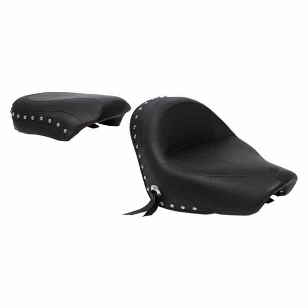 取寄せ ワイドツーリング2アップシート マスタング Seat - Wide - Touring - Without Backrest - Two-Piece - Chrome Studded - Black w/Conchos - 750Aero 76520 08100405