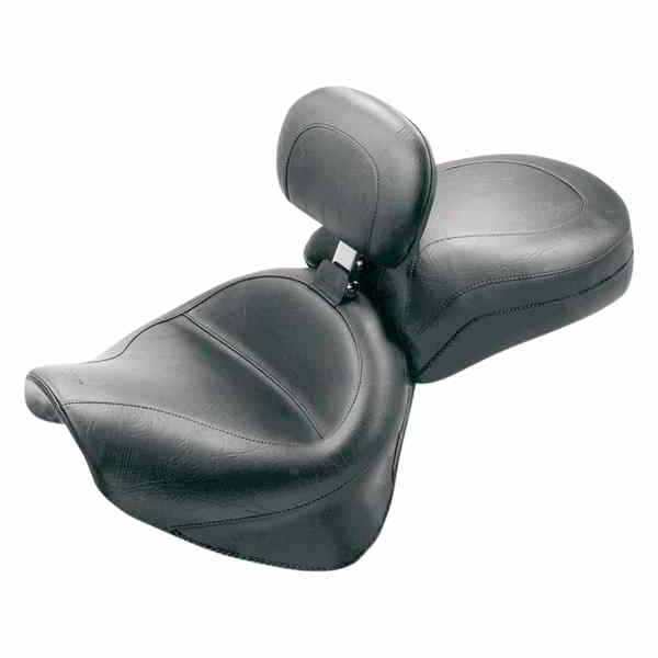 取寄せ ビンテージワイド2アップツーリングシート マスタング Seat - Vintage - Wide - Touring - With Driver Backrest - Two-Piece - Smooth - Black - Roadstar 79191 08100408