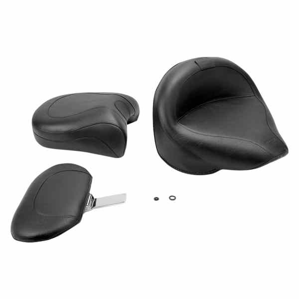 取寄せ ビンテージワイド2アップツーリングシート マスタング Seat - Vintage - Wide - Touring - With Driver Backrest - Two-Piece - Smooth - Black - XVS 79221 08100412