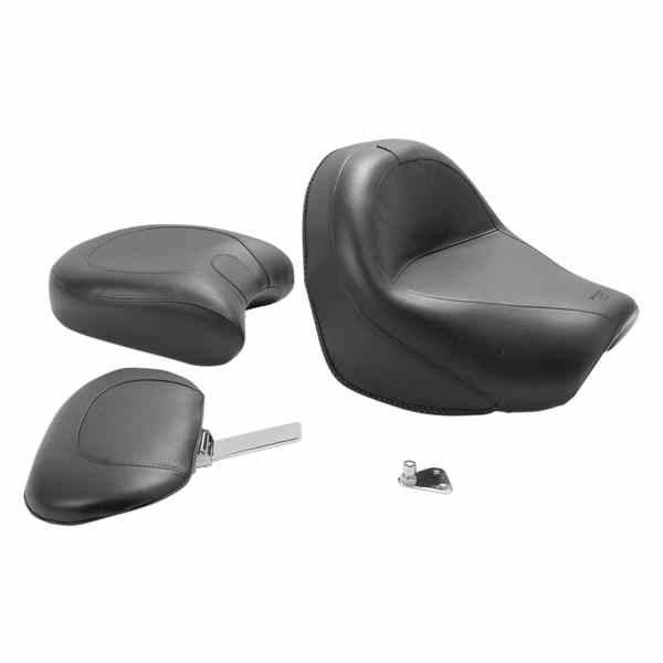 取寄せ ビンテージワイド2アップツーリングシート マスタング Seat - Vintage - Wide - Touring - With Driver Backrest - Two-Piece - Smooth - Black - VL 79283 08100422