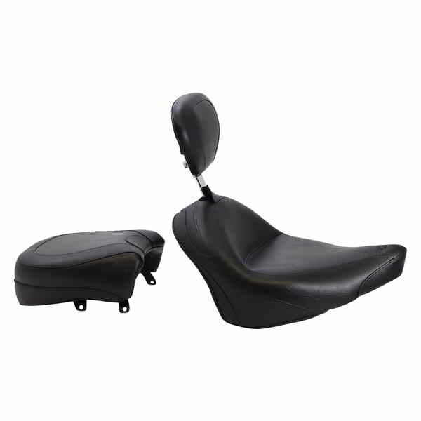 取寄せ ビンテージワイド2アップツーリングシート マスタング Seat - Vintage - Wide - Touring - With Driver Backrest - Two-Piece - Smooth - Black - Vegas 79381 08100499