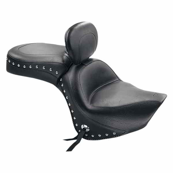 取寄せ ワイドツーリング2アップシート マスタング Seat - Wide Touring - With Driver Backrest - One-Piece - Chrome Studded - Black w/Conchos 79416 08100507