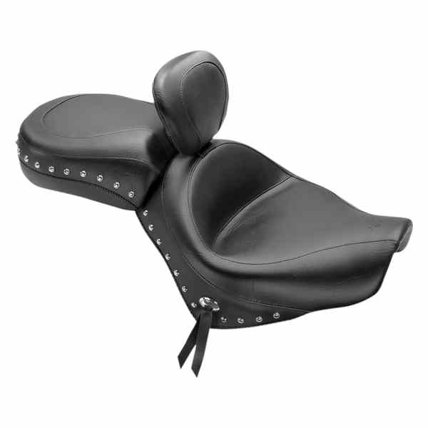 取寄せ ワイドツーリング2アップシート マスタング Seat - Wide Touring - With Driver Backrest - Two-Piece - Chrome Studded - Black w/Conchos 79470 08100563