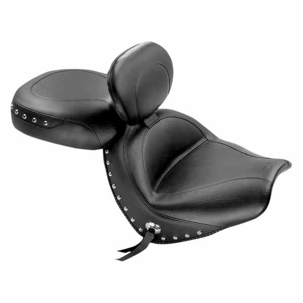 取寄せ ワイドツーリング2アップシート マスタング Seat - Wide Touring - With Driver Backrest - Two-Piece - Chrome Studded - Black w/Conchos 79560 08100675