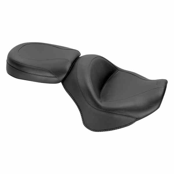 取寄せ ビンテージワイド2アップツーリングシート マスタング Seat - Vintage - Wide - Touring - Without Driver Backrest - Two-Piece - Smooth - Black - Stryker 76661 08101046