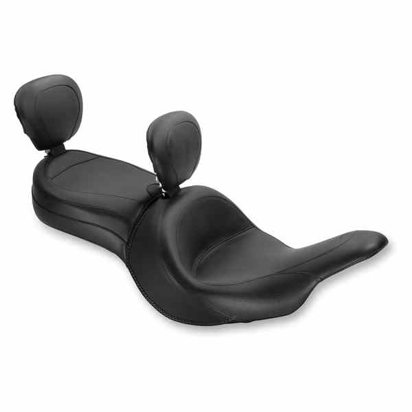 取寄せ ビンテージワイド2アップツーリングシート マスタング Seat - Vintage - Wide - Touring - With Driver Backrest - One-Piece - Smooth - Black - Vaquero 79688 08101321