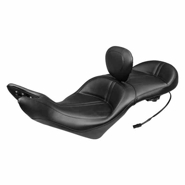 取寄せ ドライバーバックレストを備えた加熱ワンピース2アップツーリングシート マスタング One-Piece Touring Seat - Heated - w/ Driver Backrest - Black 79723 08101919