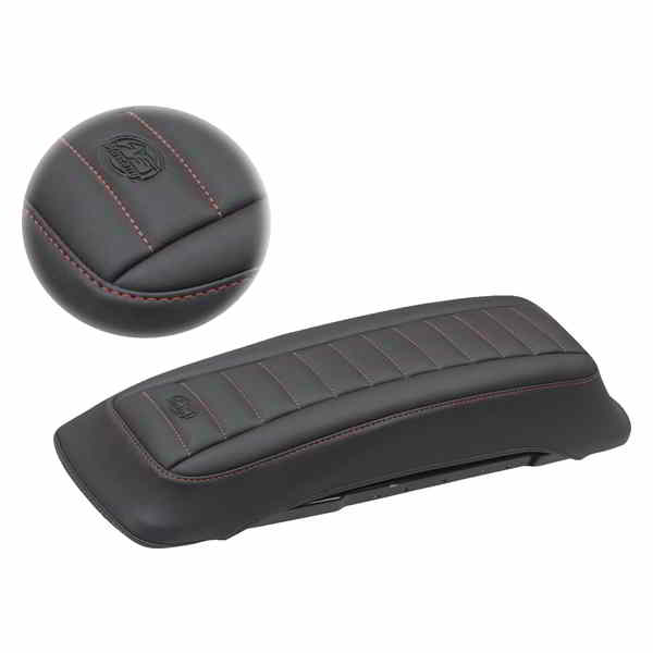 取寄せ サドルバッグ リッド カバー - ブラック/レッド - 93-13 FL マスタング Saddlebag Lid Covers - Black/Red - '93-'13 FL 77637AB 35011904