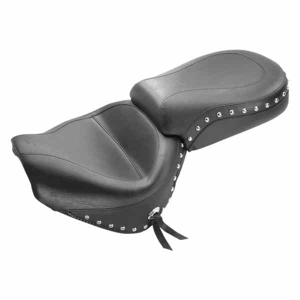 取寄せ ワイドツーリング2アップシート マスタング Seat - Wide - Touring - Without Backrest - Two-Piece - Chrome Studded - Black w/Conchos - Roadstar 75216 DS900754