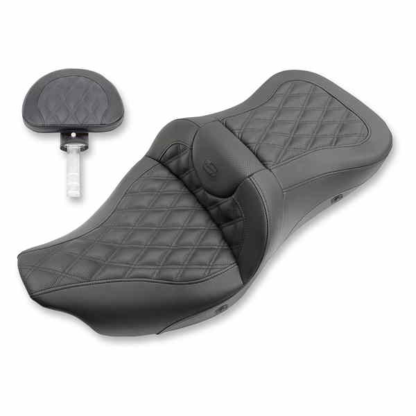 取寄せ 拡張された到達道路ソファシート サドルマン Extended Reach Roadsofa? Seat - Lattice Stitched - Backrest - Heated - '08-'23 FL 808-07B-184BRHC 08011044