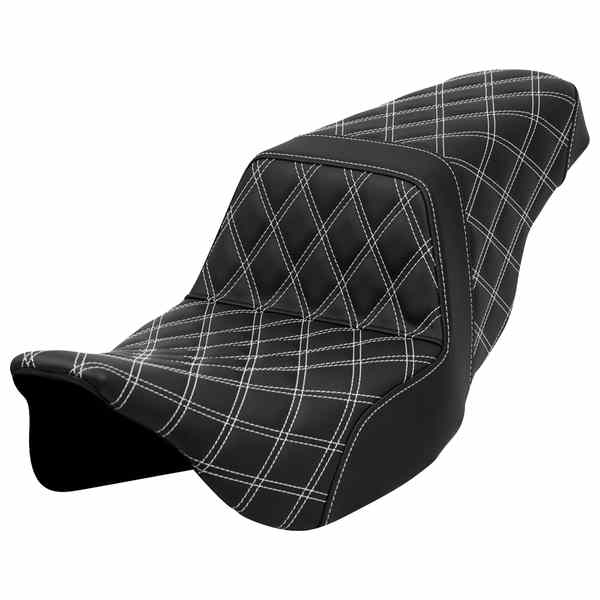 【並行輸入品】 サドルマン ステップアップシート - ラティスステッチ - ホワイトステッチ - FLH/FLT 08-23 808-07B-17506 08011587