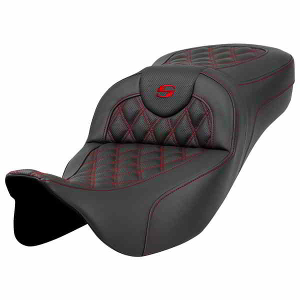 【並行輸入品】 サドルマン エクステンデッドリーチ ロードソファ シート - ラティスステッチ - レッドステッチ - バックレストなし - FL 08-24 808-07B-18404 08011588