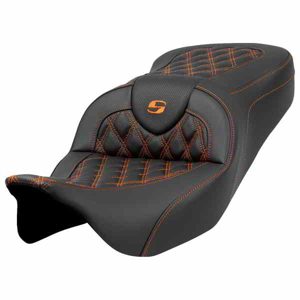【並行輸入品】 サドルマン ロードソファ  シート - ラティスステッチ - オレンジステッチ - バックレストなし - FLH/FLT 08-23 808-07B-18203 08011597
