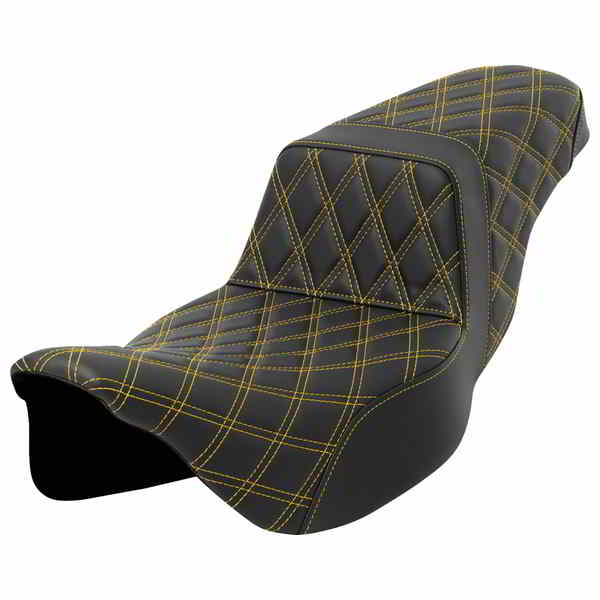 【並行輸入品】 サドルマン ステップアップシート - ラティスステッチ - ゴールドステッチ - エクステンデッドリーチ - FLH/FLT 08-23 808-07E-17507 08011600