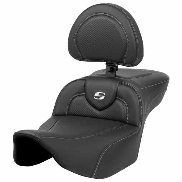 【並行輸入品】 サドルマン ロードソファ  エクステンデッドリーチシート - カーボンファイバー - シルバーステッチ/シルバーロゴ - バックレスト付き - FL 23-24 823-07-186BR 08011634