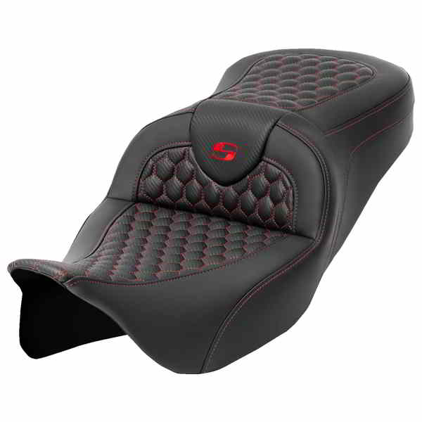 【並行輸入品】 サドルマン ロードソファ  シート - ハニカム - レッドステッチ - バックレストなし - FLH/FLT 08-23 808-07B-18904 08011639