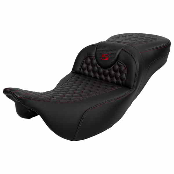 【並行輸入品】 サドルマン ロードソファ  シート - ハニカム - レッドステッチ - エクステンデッドリーチ - バックレストなし - FLH/FLT 08-24 808-07B-19004 08011647