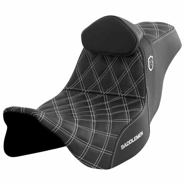 【並行輸入品】 サドルマン プロシリーズ SDC パフォーマンスシート - バックレスト付き - ホワイトステッチ - FLH/FLT 08-23 SC80807WHIRT 08011667