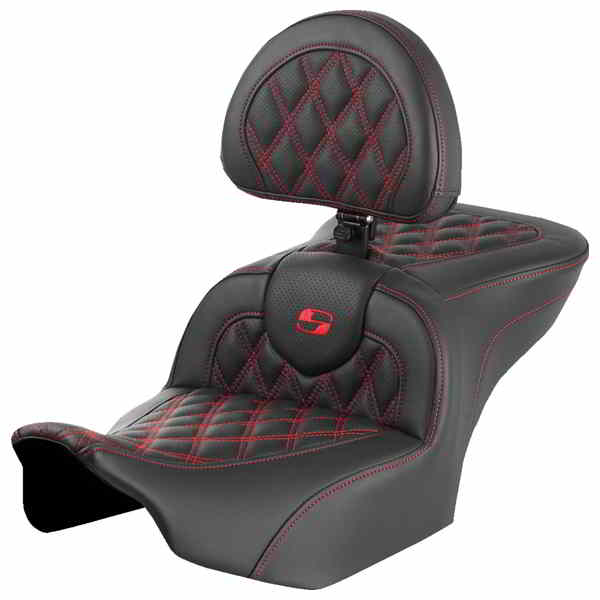 【並行輸入品】 サドルマン ロードソファ  シート - バックレスト付き - ラティスステッチ - レッドステッチ - FLTR/FLHX 23-24 823-07-182B4 08011722