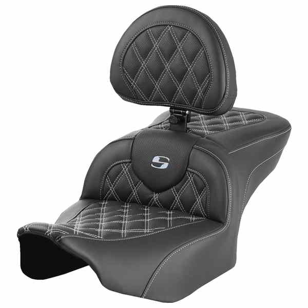 【並行輸入品】 サドルマン ロードソファ  シート - バックレスト付き - ラティスステッチ - シルバーステッチ - FLTR/FLHX 23-24 823-07-182B5 08011723