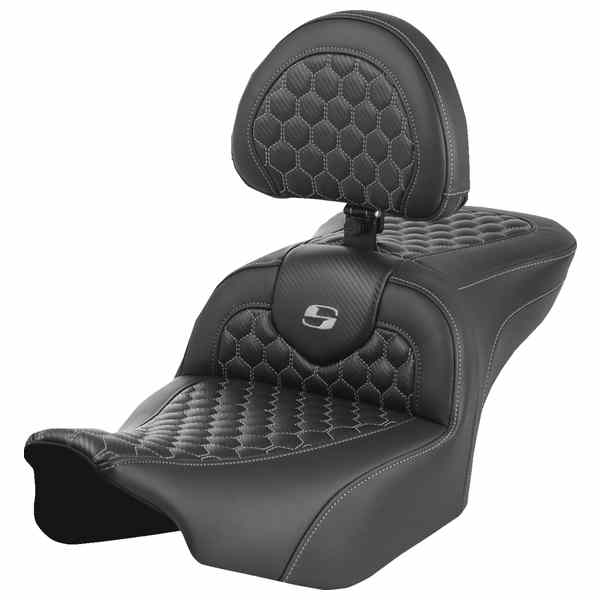 【並行輸入品】 サドルマン ロードソファ  シート - バックレスト付き - ハニカム - グレーステッチ - FLTR/FLHX 23-24 823-07-189B2 08011750