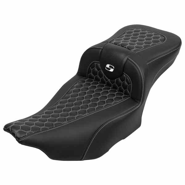 【並行輸入品】 サドルマン ロードソファ  エクステンデッドリーチシート - バックレスト付き - ハニカム - ホワイトステッチ - FLTR/FLHX 23-24 823-07-190B6 08011768