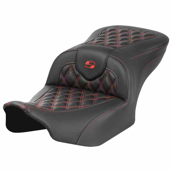 【並行輸入品】 サドルマン ロードソファ  シート - バックレストなし - カーボンファイバー - ラティスステッチ - レッドステッチ - FLTR/FLHX 23-24 823-07-20604 08011783
