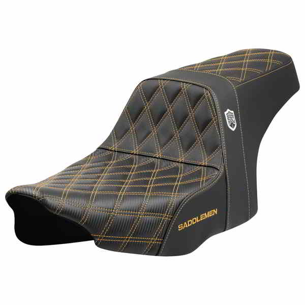 【並行輸入品】 サドルマン プロシリーズ SDC パフォーマンスシート - ゴールドステッチ - バックレストなし - FLT/FLH 23-24 SC82307D7 08012006