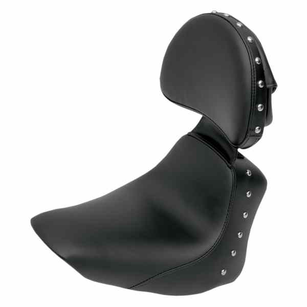 取寄せ ソロシートのかかと サドルマン Heels Down Solo Seat - With Backrest - Studded - Black - FLSTC 806-15-0031 08020597