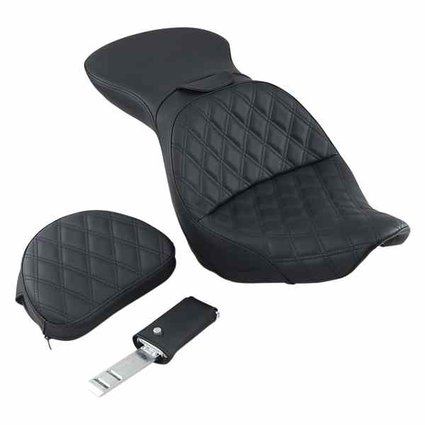 取寄せ エクスプローラーシート サドルマン Explorer Seat - With Backrest - Lattice Stitched - Black - FXST 806-12-030LS 08021075