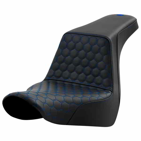 【並行輸入品】 サドルマン ステップアップシート - ハニカム - ブルーステッチ - FL/FX 18-24 818-29-17701 08021582