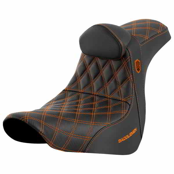 【並行輸入品】 サドルマン プロシリーズ SDC パフォーマンスシート - バックレスト付き - オレンジステッチ - FL/FX 18-23 SC81829ORART 08021600