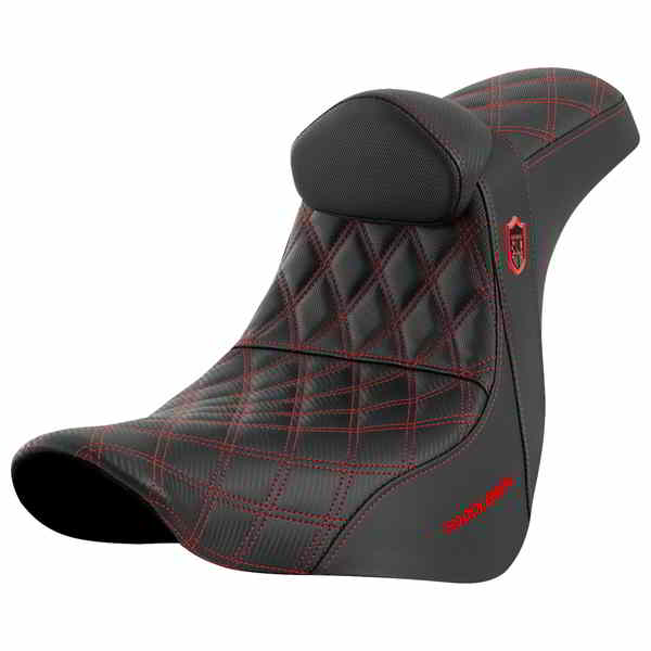 【並行輸入品】 サドルマン プロシリーズ SDC パフォーマンスシート - バックレスト付き - レッドステッチ - FL/FX 18-23 SC81829REDRT 08021601