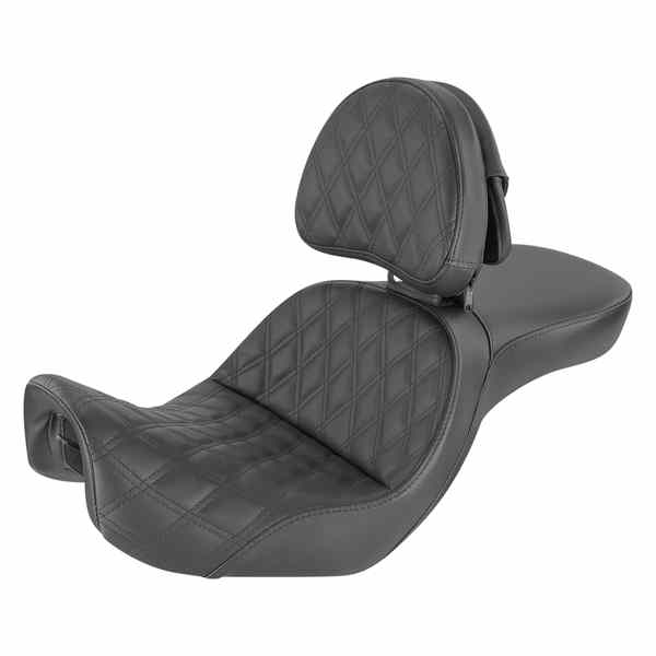 取寄せ エクスプローラーシート サドルマン Explorer Seat - With Backrest - Lattice Stitched - Black - FXD 806-04-030LS 08030609