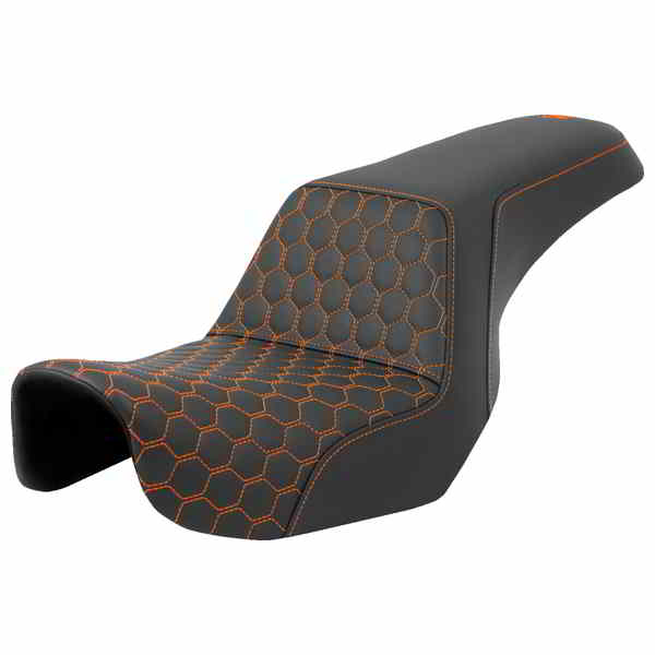 【並行輸入品】 サドルマン ステップアップシート - ハニカム - オレンジステッチ - ダイナ 06-17 806-04-17703 08030719