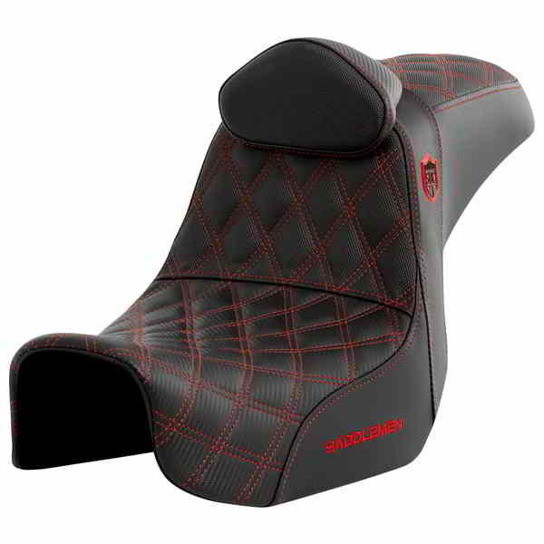 【並行輸入品】 サドルマン プロシリーズ SDC パフォーマンスシート - バックレスト付き - レッドステッチ - ダイナ 06-17 SC80604REDRT 08030737